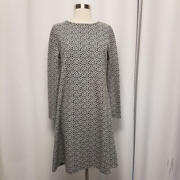 Tyler Boe A-Line Geometric Swing Long Sleeve Midi Sweater Dress Medium - Picture 2 of 9